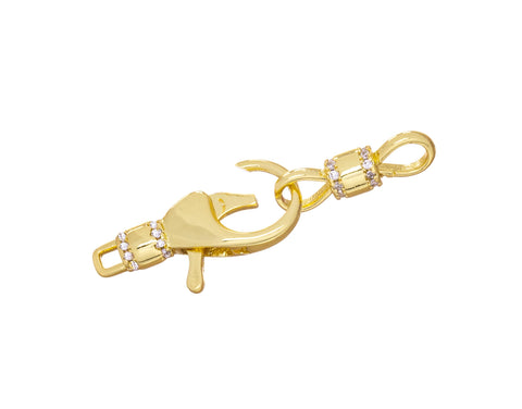 Gold Two Piece Pave CZ Clasp,Large CZ Clasp For Jewelry Making,Large Lobster Clasp,Connector Clasp With CZ,Necklace Gold Clasp,CLG246