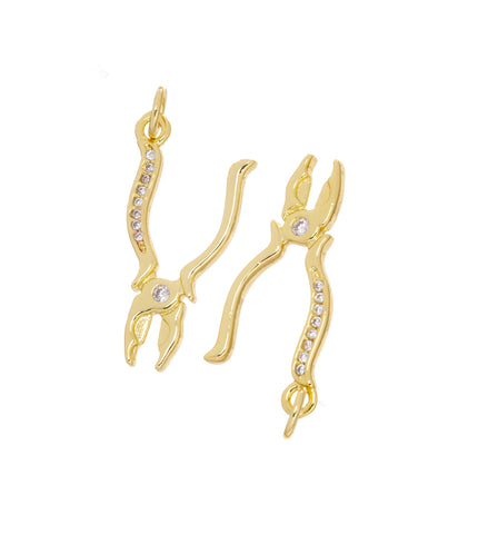 Gold Pliers Tool With CZ,Tool Charm For Handy Person,Pliers Charm For Jewelry Making,Household Repairs Dainty Pliers Charm,CPG2443