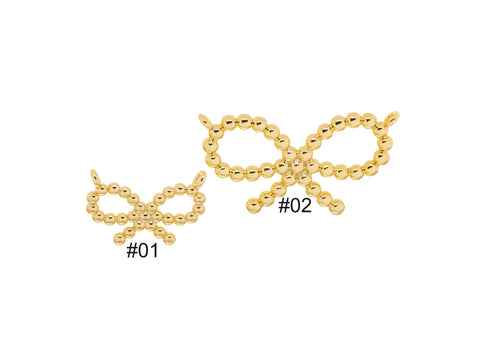 Ribbon Bow Tie Ball Connector Charm,Gold Ribbon Bow Tie Connector Charm,Bow Tie Ribbon  For Jewelry Making,CNG134-CNS135