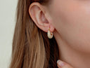 Small Hoop Earrings, CZ and Pearl hoops, CZ details on outside ring, Gold earrings, Pearl Earings, Gifts For Her, Bridal jewelry, ERG382