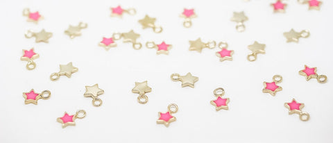 5 pcs of Gold Enamel Stars black, white, light yellow, turquoise, hot pink, baby pink, red, navy blue 5 pcs, 10 pcs, 50 pcs WHOLESALE CPG570