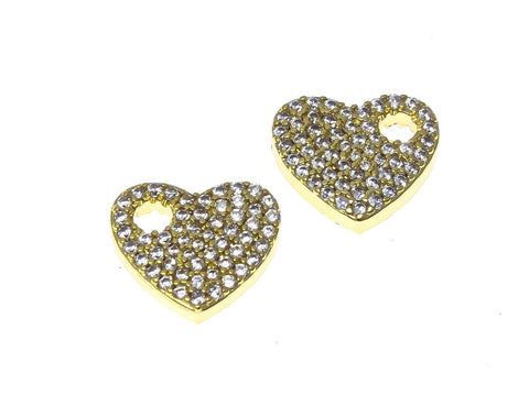 18k Gold cz full pave Heart Pendant or Circle Pendant, Sparkly Polished Heart Pendant, Geometric, Heart Shape Pendant, CPG2312-13