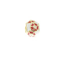18k Gold Delicate Flower Spacer, White and Red Bead Spacer Bead, Thick Band Spacer For Jewelry, SPG105