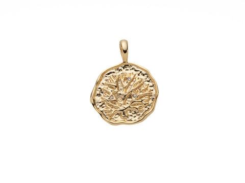 Gold Tree Of life Cz Medallion Pendant, Family Tree Pendant, Family Symbol, Tree of Life Slide through chain, CPG2097
