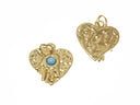 18k Gold Plated Hamsa Charm With Blue or Pink stone, Hamsa Amulet Charm For Necklace And Bracelet, Hamsa Protection Pendant, CPG1365BP