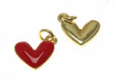 18k Gold Enamel Red Heart Charm For Necklace Or Earring Making. Gold Heart charm, Minimalist Gold Heart charm, Dainty Heart Charm, CPG2332