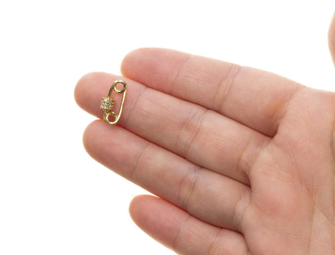 Safety Pin Clasp With Screw For Jewelry Making,Gold Or Silver Safety Pin Clasp,CZ Safety Pin Charm,Pave Safety Pin Clasp,CLG-CLS162