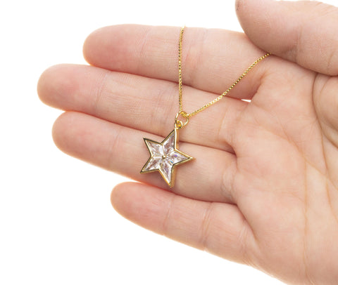 14k Gold Star Charm With CZ For Jewelry Making,Gold CZ Star Charm ,CPG810