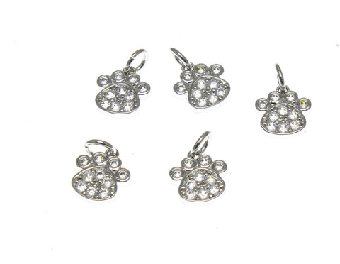 Super Dainty Silver Animal Paw charm, CZ pave, animal paw, Dog Paw, Dog Mom, Cat mom, Animal Lover, minimalist jewelry, CPS1646