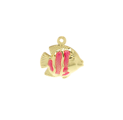 Two Sided Puff  Fish Charm ,Gold Two Sided Fish Charm,Sealife Colorful Fish Charm For Bracelet,Small Fish Charm For Earrings,CPG530