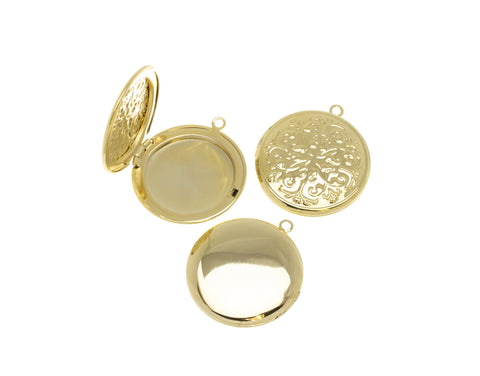 Large Gold Filigree Pattern Round Love Locket Pendant,gold locket pendant, Gold Round Locket, 1 pc,5pcs or 10 pcs, WHOLESALE,CPG701