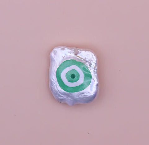Playful Freshwater Pearl with Evil Eye Beads, around 15x20mm, High Quality Pearls, 6 options, 1 pc or 10 pcs, WHOLESALE, FW-10-15