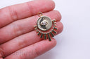 Gold or Silver Evil Eye Elongated Pendant, Sun Ray and Moon, Eye Guardian, 27x22mm,CPG102
