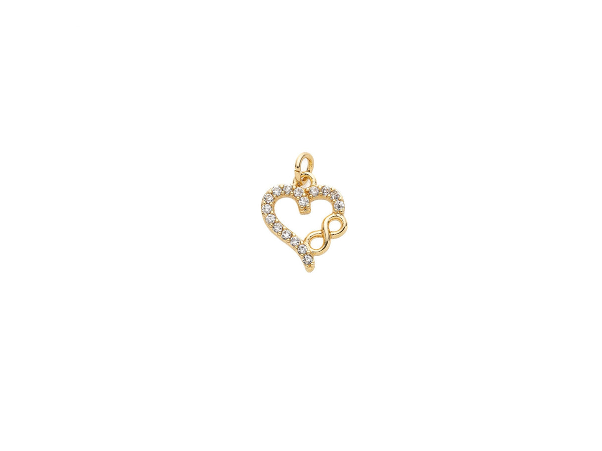 Gold cz infinity Heart Charm, infinity cz heart pendant, cz infinity pendant, heart infinity charm, cz heart charm, CPG1023