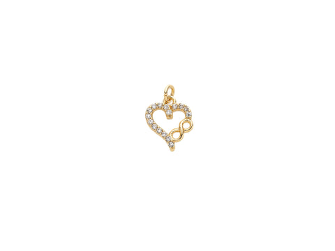 Gold cz infinity Heart Charm, infinity cz heart pendant, cz infinity pendant, heart infinity charm, cz heart charm, CPG1023