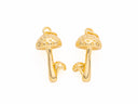 Gold or Silver Mushroom Charm, mushroom pendant, duo growling mushrooms, charm for jewelry making, 17x9mm, CPG457