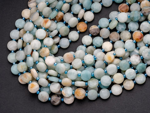 Amazonite Star Cut Disc Beads, 10mm disc, Natural Flower Amazonite beads, Flower Amazonite Stone, Full Strand, DS010