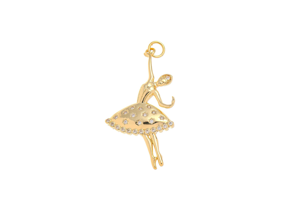 18k Gold Ballerina Figurine charm, ballerina, Pointe Shoes, Gifts for her, Gifts for dancers, Ballet core, Dancer core, CPG2200