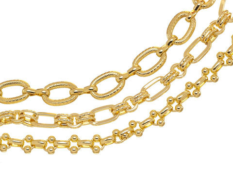 Oval And Round Ribbed And Smooth Gold Chains,wholesale Gold Chains For Jewelry Making,Rolo Link Gold Chain,CHG052,CHG053,CHG054