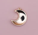 White enamel Moon cz accent Pendant, 22x18mm, crescent moon pendant, moon charm, white moon jewelry,CPG245