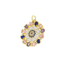 Gold Evil Eye Star Flower Pendant,Circle Evil Eye Amulet Star CZ Charm,Gold Star Multi Color Stone Charm,Jewelry Making Supply,CPG759
