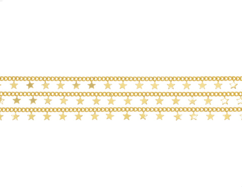 Gold Star Curb Link Chain,Star Gold Chain For Jewelry Making,Star Curb Link Gold Chain,Shiny Gold Star Chain,CHG0072