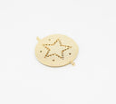 Gold Enamel cz set open star Charm, Black pendant or connector, CPG241