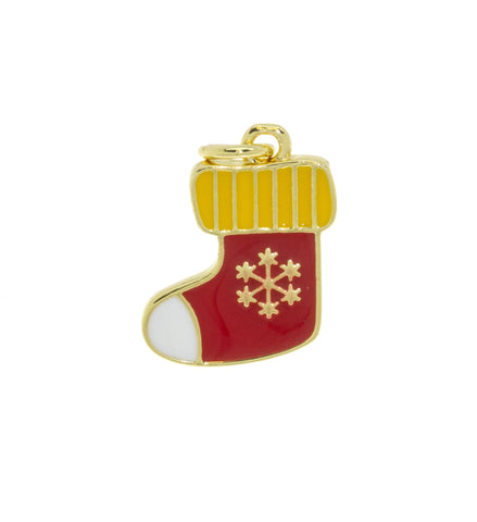 Christmas stocking Socks Charm,Enamel Stocking Charm For Christmas,Santa Stocking Charm,Santa Clause Stocking Charm,CPG709