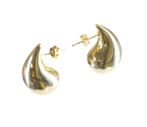 Drop Earrings,Gold Teardrop Earrings,Pear Shape Stud Earrings,Puff Post Earring, FJ1-388, FJ1-390