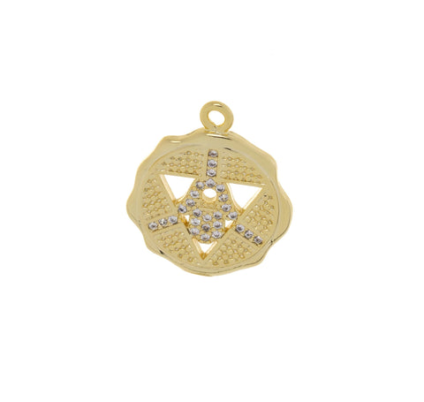 Gold Or Silver CZ Hamsa Charm,Talisman Amulet Hamsa Charm,Hamsa Coin Pendant,Amulet Hamsa Gold Charm,CPG747