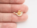 Gold Dove cz Charm, Peace Symbol Jewelry, Dove Sparkly bird charm, dove jewelry for love ones, 15mm, CPG2005