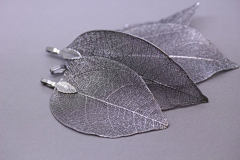 Black Real Leaf Dipped Pendant, Real Leaf Jewelry, Three inches, Natural Jewelry Component,1 pc or 10 pcs, WHOLESALE
