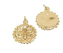 18k Gold or Silver Honey Bee or CZ Bee Pendant, Queen Bee Charm, Fertility and Prosperity Insect Charm, CPG1363,CPS1363
