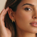 Gold Stainless Horseshoe Stud Earrings, ERG555