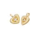 Gold Puff Heart Charm,Puff Heart Charm With CZ,Heart Charm For Jewelry Making,Fluted Heart Charm,Ribbed Puff Heart Pendant,CPG2460