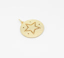 Gold Enamel cz set open star Charm, Black pendant or connector, CPG241