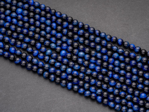 Denim Blue Tiger eye Round Beads, 6mm, 8mm, 10mm, full strand, Protection, Courage and Strength 6R014, 8R19, 10R12