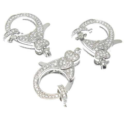 Silver Heart Clasp,Large Pave CZ Silver Clasp, Heart Design Clasp For Jewelry making, Clasp For Chain Jewelry, CLS363