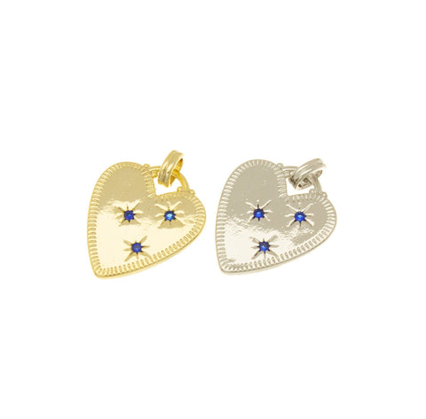 Gold or Silver Heart of Token with Stars, 1 piece or 10 pieces,CPG027,CPS027