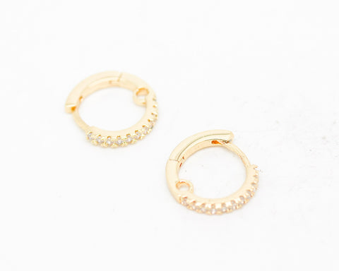 One pair, 5,10 Pairs pf CZ Huggie Earrings, Gold, Silver, Rosegold, Gunmetal, WHOLESALE