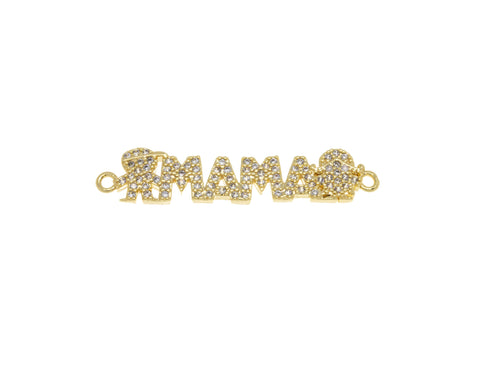 Boy And Girl With MAMA Charm For Bracelet,Gold Mama And Boy Girl Connector Charm,Mother’s Day Gift,Mama And Kids Pave CZ Charm,CNG046