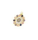Gold Evil Eye Star Flower Pendant,Circle Evil Eye Amulet Star CZ Charm,Gold Star Multi Color Stone Charm,Jewelry Making Supply,CPG759