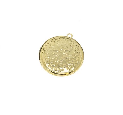 Large Gold Filigree Pattern Round Love Locket Pendant,gold locket pendant, Gold Round Locket, 1 pc,5pcs or 10 pcs, WHOLESALE,CPG701