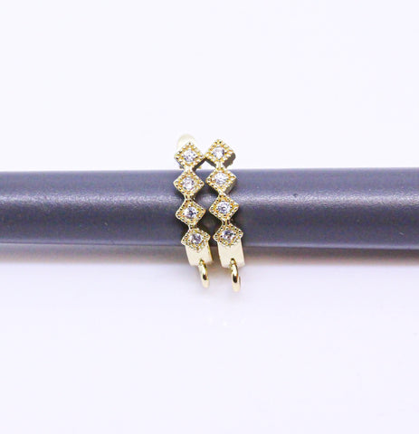Gold Daisy Diamond cz Huggies, 14mm, Gold CZ Leverback huggies, ring to attach any charms, 1 pair or 10 pairs, WHOLESALE
