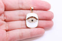 Gold Evil eye Enamel Rectangle Tag, Red, Blue, WHite, Black,CPG571