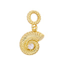 Ammonite Charm With CZ,Ammonite Sealife Charm,CZ Ammonite Shell Charm For Necklace Or Earrings Making,Dainty Nautical Charm,CPG2481
