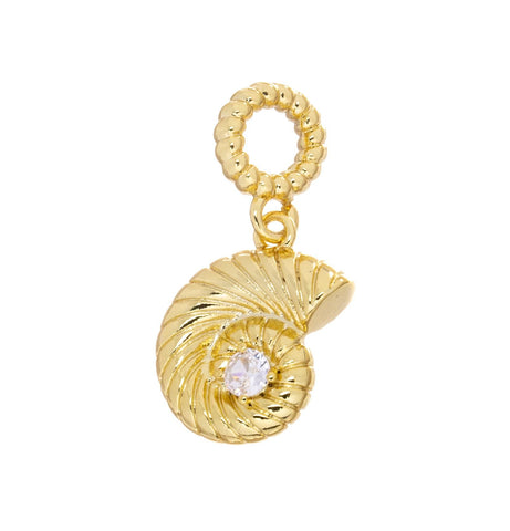Ammonite Charm With CZ,Ammonite Sealife Charm,CZ Ammonite Shell Charm For Necklace Or Earrings Making,Dainty Nautical Charm,CPG2481