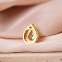 14K Pear Shape With Micro Pave And Pear Cut CZ,Charm For Earring Or Necklace,CPG364
