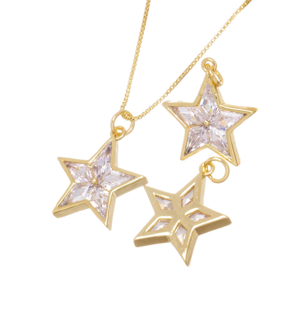 14k Gold Star Charm With CZ For Jewelry Making,Gold CZ Star Charm ,CPG810