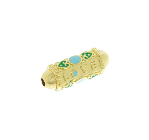 Tube Spacer Bead For Bracelet Or Necklace,Monogram Gold Spacer Bead With Enamel,Spacer Bead For Elastic Cord Or Chain Bracelet ,SPG008